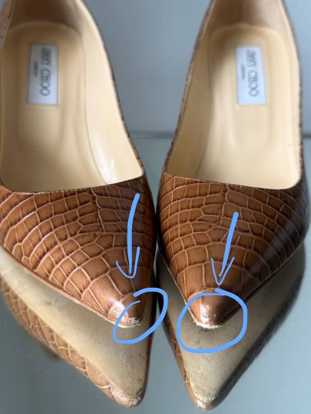 Jimmy Choo Brown Love Crocodile Embossed Heeled Pumps $895 39 - Picture 4 of 9